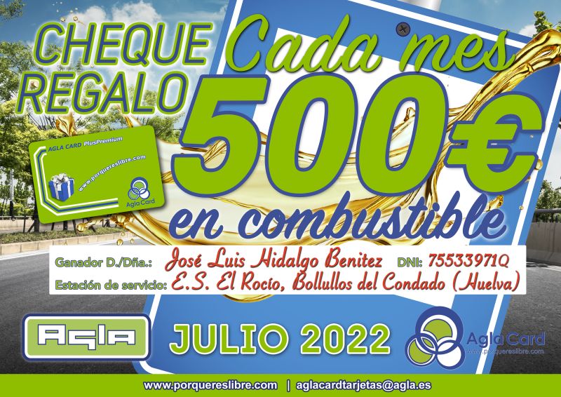 CHEQUE GANADOR 500 JULIO JOSE LUIS HIDALGO BENITEZ 800
