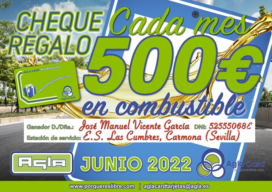 CHEQUE GANADOR 500 JUNIO JOSE MANUEL VICENTE GARCÍA 900